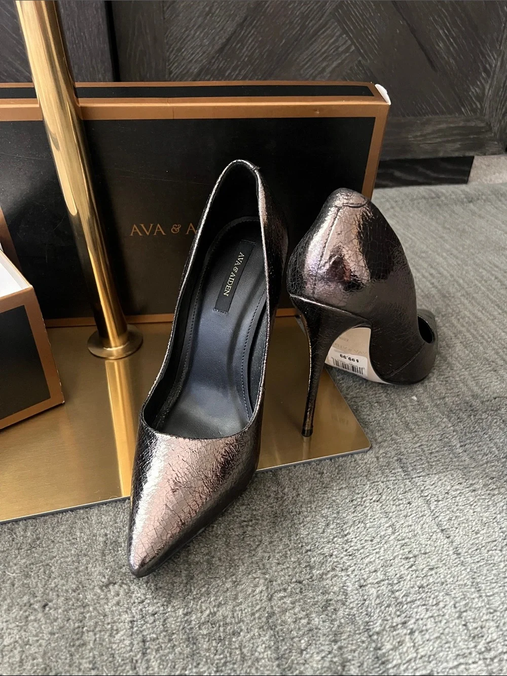 Ava & Aiden Iridescent Bronze Pointed-Toe Stiletto Pumps